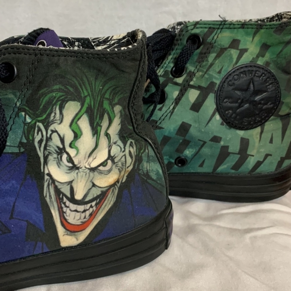 Converse High Top Sneakers Green Black Joker Graphic - Picture 2 of 16